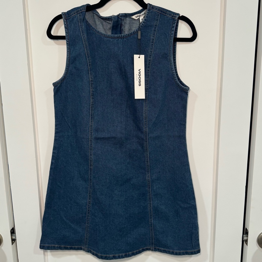 NWT Vigoss Sleeveless Denim Crewneck Dress | Blue Mini Dress | Size Medium